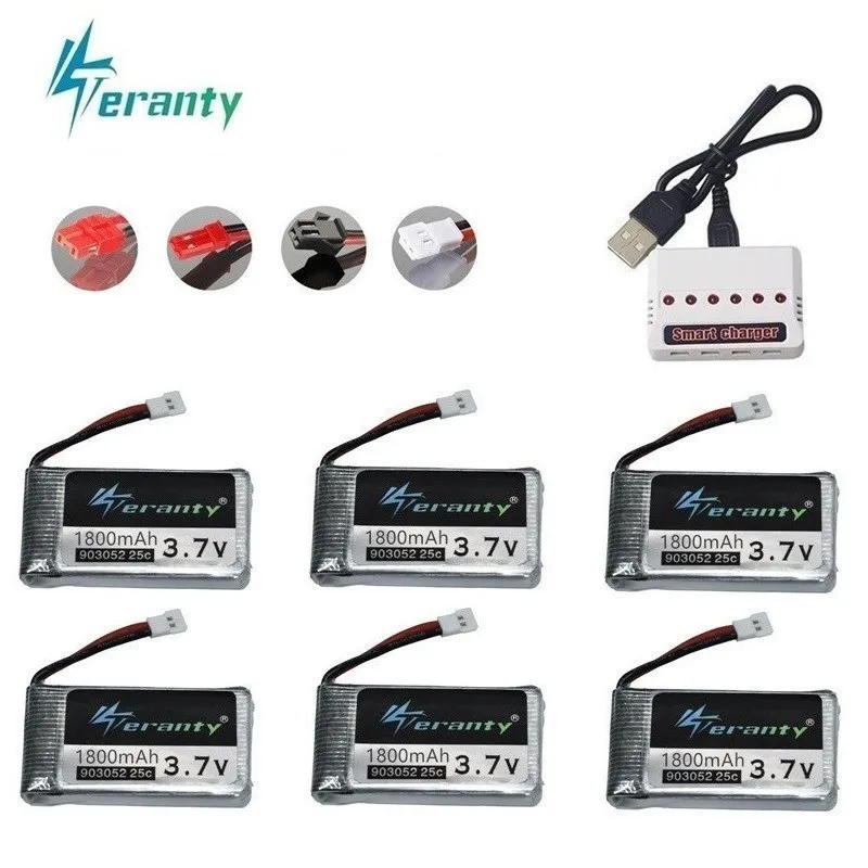 Обновление 3 7 v 1800mAh lipo батареи и 6-в-1 зарядное устройство для KY601S SYMA X5 X5S X5C X5SC X5SH X5SW