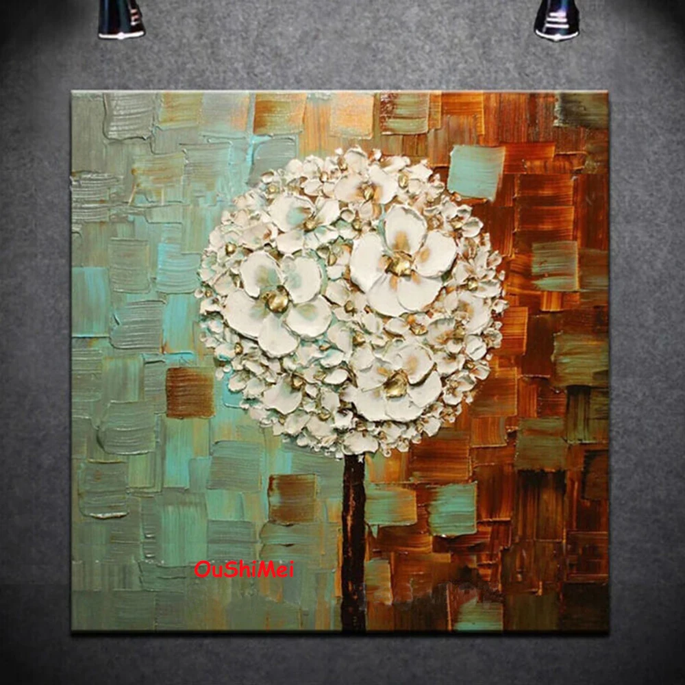 

Hand Painted Landscape Oil Painting Picture Modern Wall Paintings On Canvas Pictures For Room Decor Knife Tree Painting