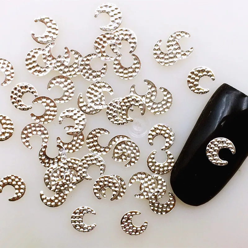 500Pcs/Lot 4*5mm Gold Silver Engraved Moon Rivets Studs Metal Alloy Nail Art Decorations 3D DIY Sticker/Charms for Manicure | Красота и