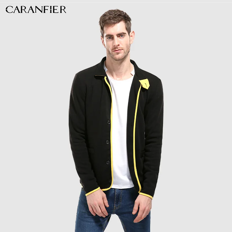 CARANFIER новые куртки мужские модные однотонные с v образным вырезом Качественная