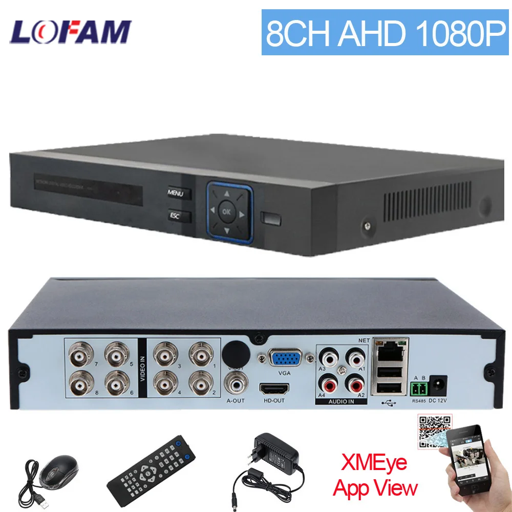 LOFAM 8CH 1080P AHD DVR NVR XVR гибридный видеорегистратор HD 2MP CCTV видеонаблюдение для