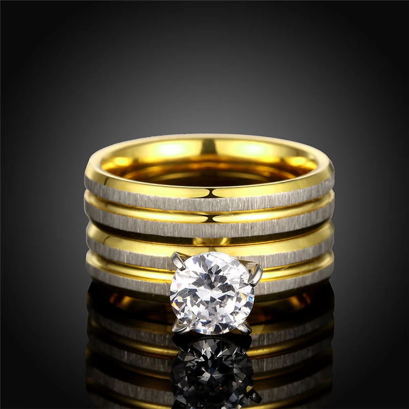 Женские обручальные кольца из титановой стали золотого цвета 2 шт./1 комплект |