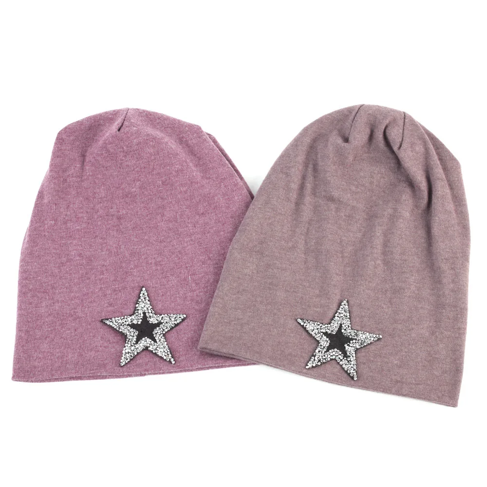 Geebro Женская Черная Осенняя модная Стразы облегающие шапки для женщин Женские