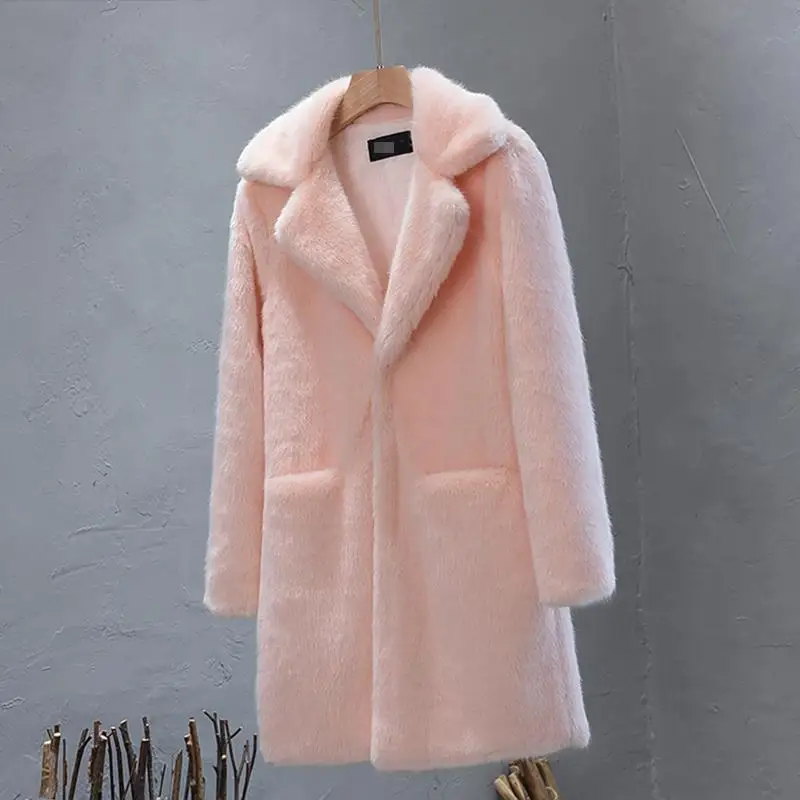 Плюшевое пальто из искусственного меха норки женская зимняя Толстая Корейская