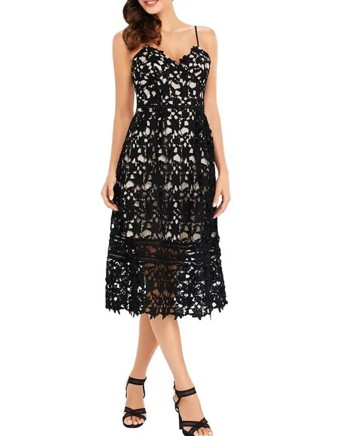 Женское кружевное платье без рукавов Apicy красное с коротким и широким подолом