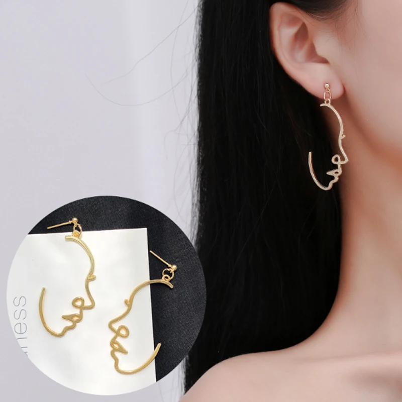 Drop Earrings 1 pair Long Hollow Out Hand Face Metal Fashion Punk Human Dangle Earring Retro Abstract Jewelry For Women | Украшения и