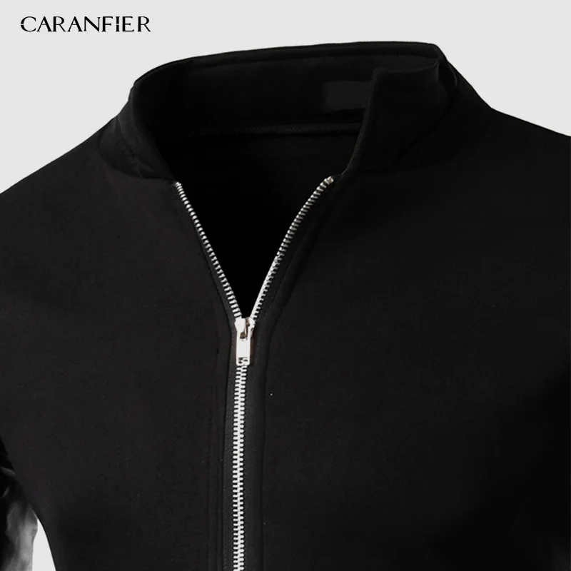 Мужские кожаные куртки CARANFIER зимние винтажные однотонные облегающие со стоячим