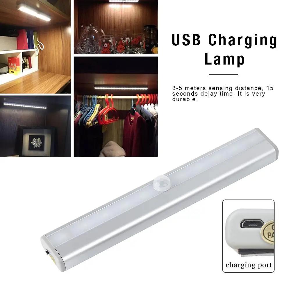 Usb зарядка датчик движения ночник переносной шкаф огни беспроводной шкаф датчик человеческого тела Детектор настенный светильник