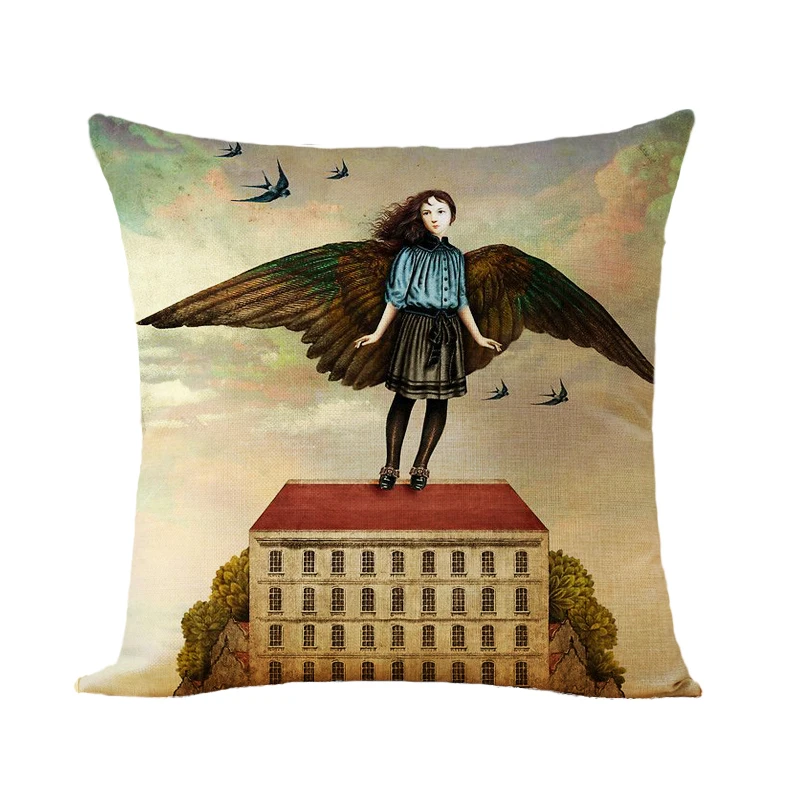 Наволочка с рисунком для девочек модный стиль квадратная хлопковая льняная
