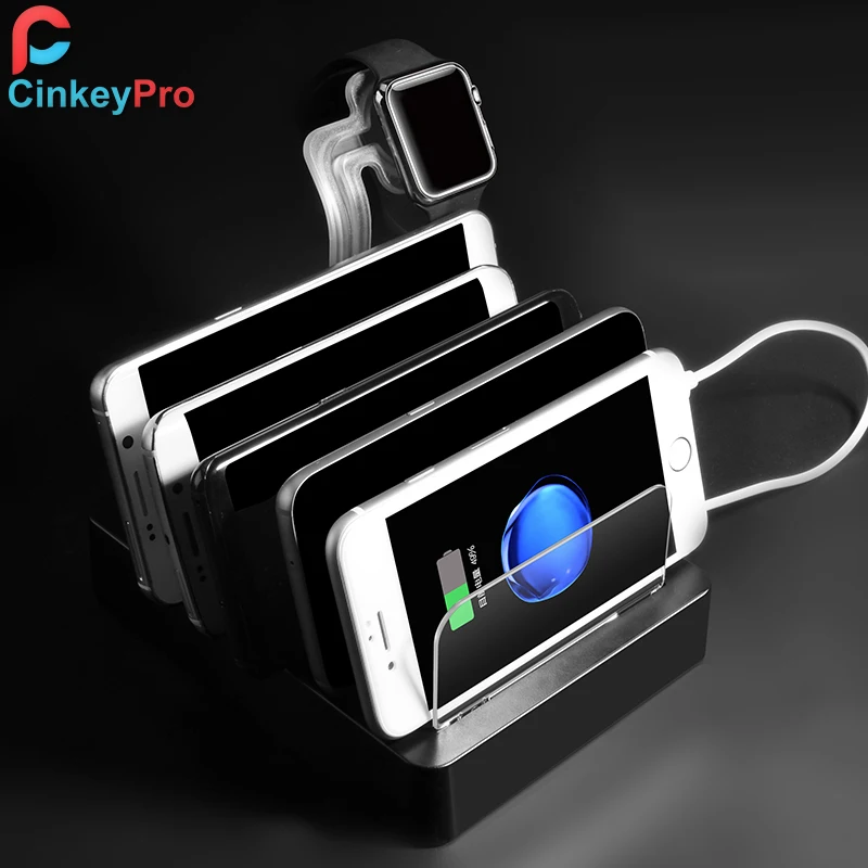 USB зарядное устройство CinkeyPro с 6 портами для Apple Watch док станция Samsung iPhone iPad