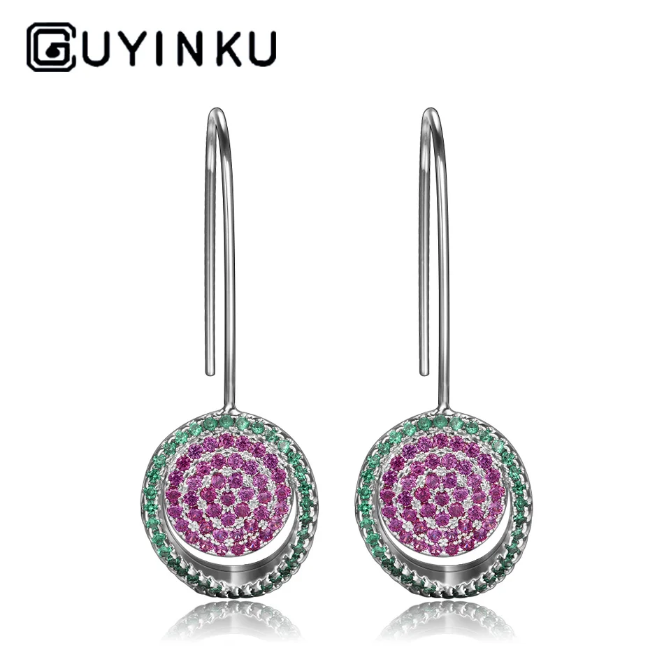 Женские сережки подвески GUYINKU 100% цельные из стерлингового серебра 925 пробы с