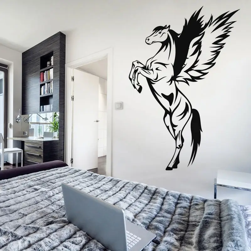 Removable Pegasus Wall Sticker Vinyl Bedroom Home Decor Animal Horse Mural Decal Art Room Wall Sticker Living Room Mural A-127