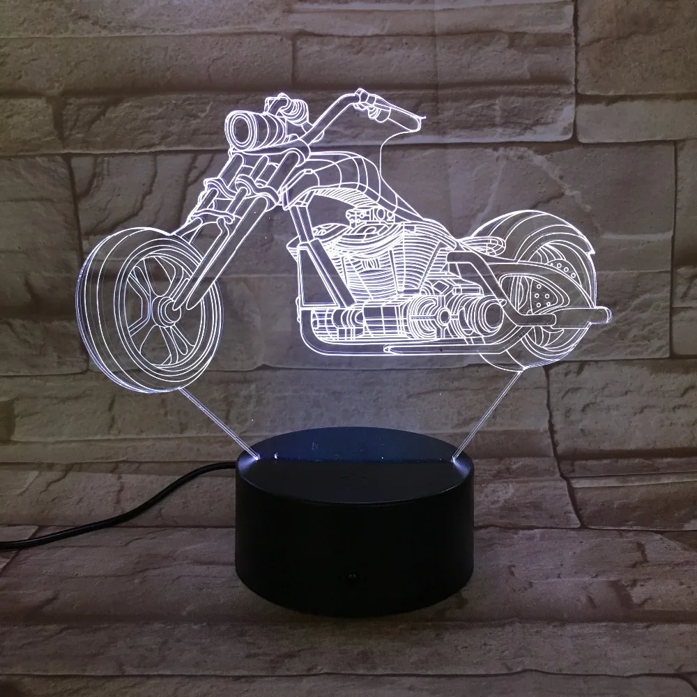 

Big Wheel Motorcycle 3D Optical Illusion Table Light Touch Remote Control 7 Colors Home Light Party Decor Novelty Gifts