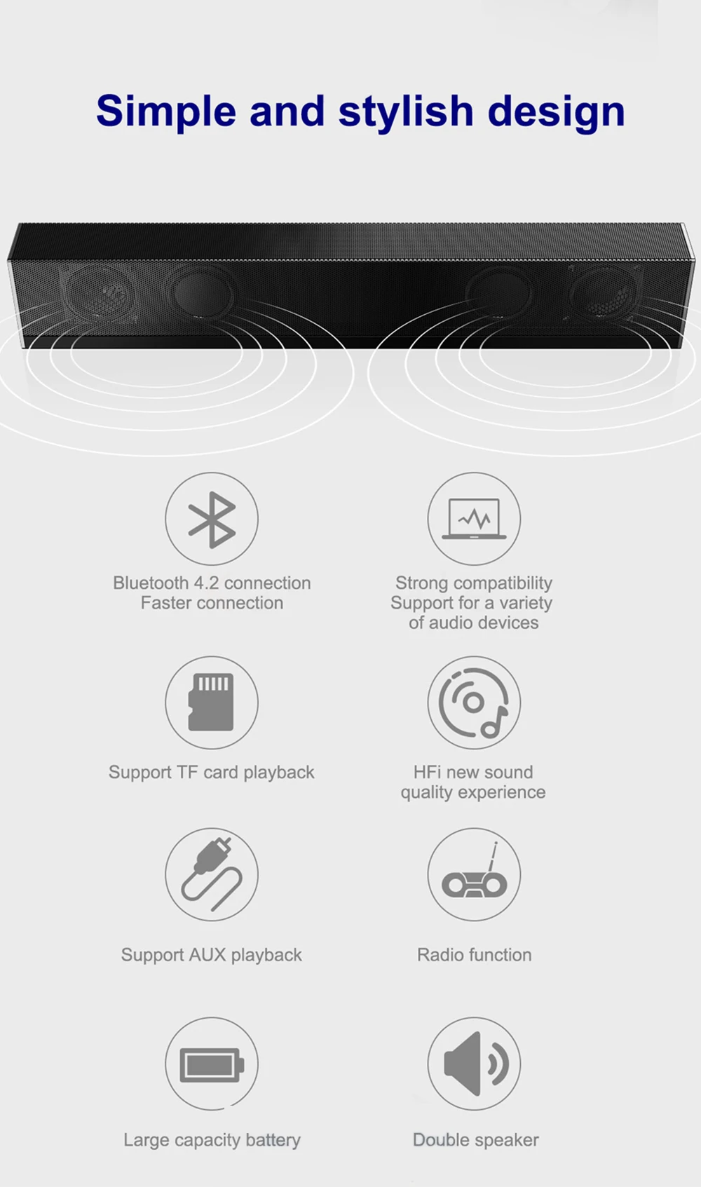 S688 20 Вт беспроводной Bluetooth динамик портативный супер бас домашний кинотеатр Саундбар ТВ динамик сабвуфер Bluetooth колонка