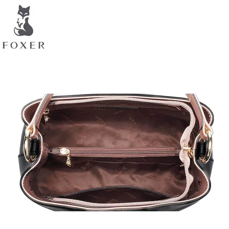 FOXER Роскошные модные кожаные сумки из натуральной кожи женская сумка-мешок Дикий сезон весна-лето сумка