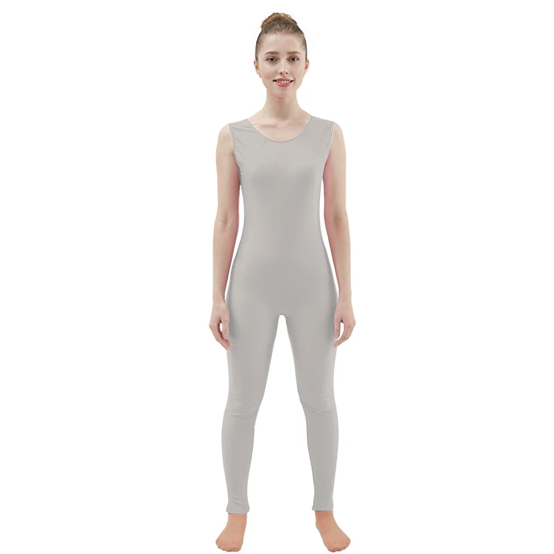Light Gray Ensnovo женский костюм из лайкры и спандекса без рукавов, черный костюм для танцев, Женский гимнастический костюм для йоги, костюм для танцев - Цвет: Light Gray