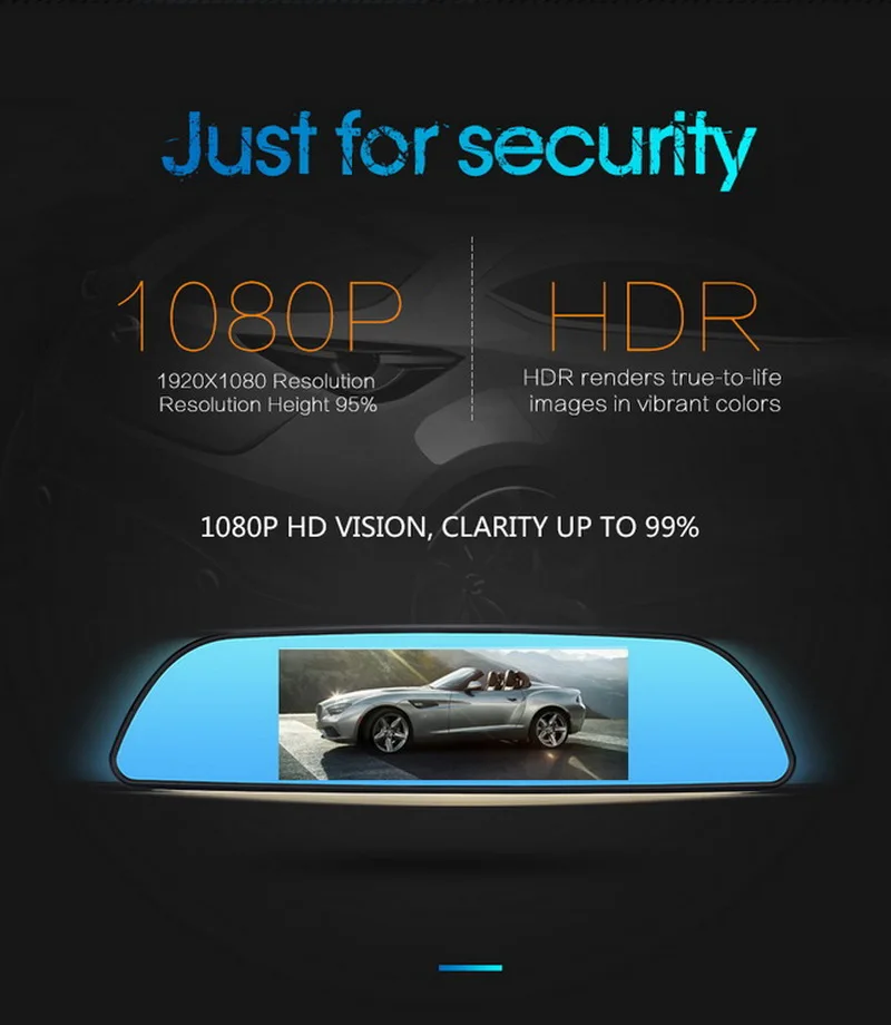 Зеркало заднего вида с камерой 7 дюймов Full HD 1080P Bluetooth WIFI FM карта бесплатное