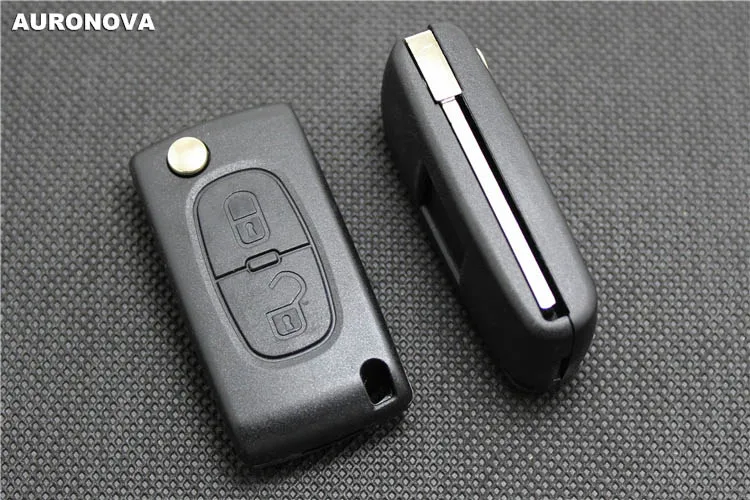 Auronova Складной Корпус ключа для Peugeot 307 308 407 607 2 кнопки дистанционного ключа автомобиля чехол без боковой паз