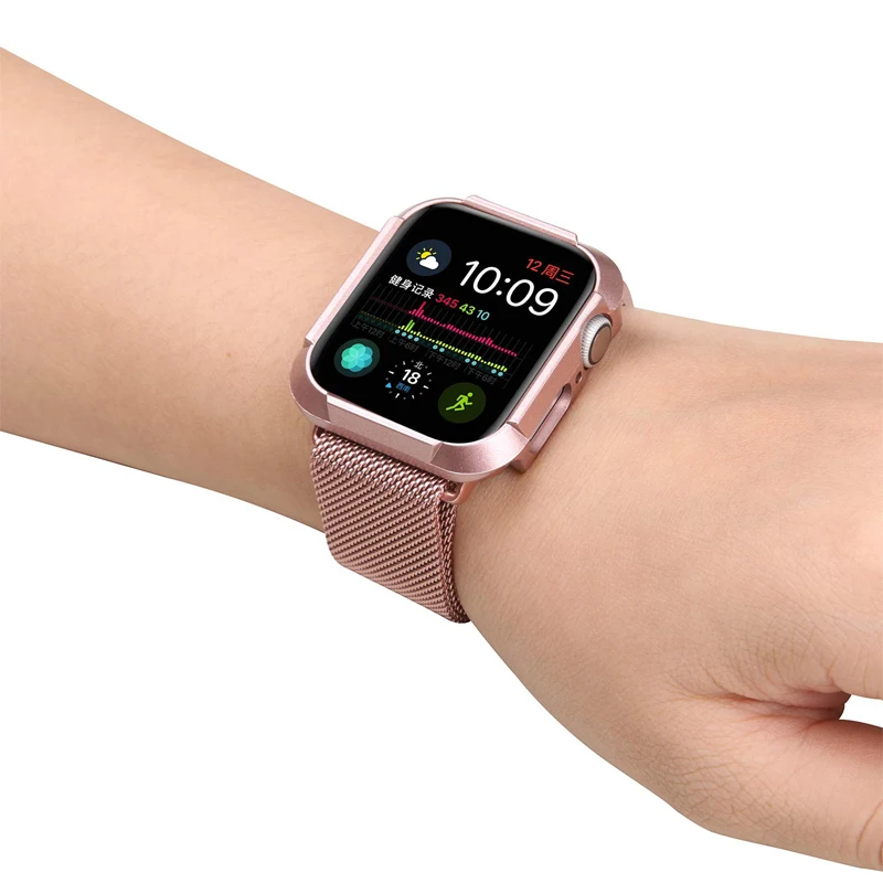 Миланский ремешок для apple watch 44 мм 40 iwatch 4 5 чехол браслет защита от падения