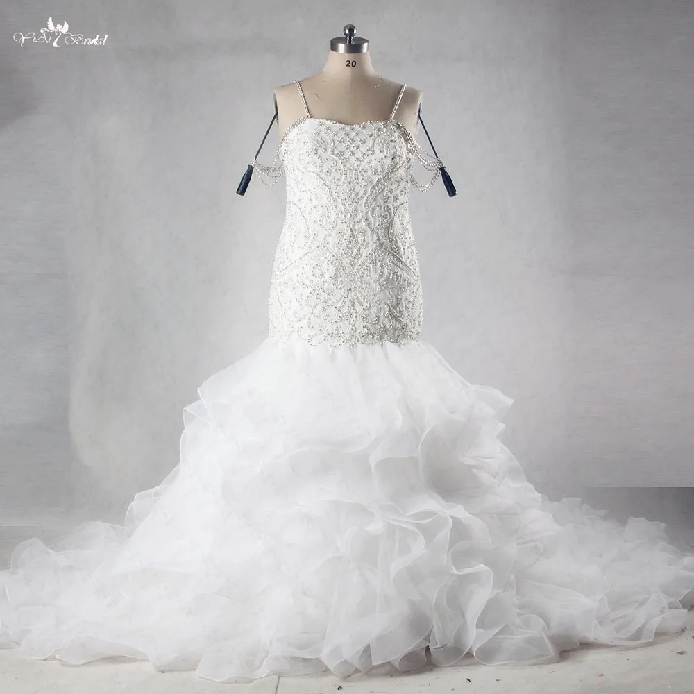 RSW1008 тяжелые жемчужные свадебные платья русалки с кристаллами и бисером юбка