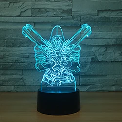 Красный Pharah 3D ночной Светильник СВЕТОДИОДНЫЙ 3D Настольная лампа с сенсорным пультом дистанционного управления 7 цветов градиент креативный офисный Декор детские игрушки подарки - Испускаемый цвет: Красный
