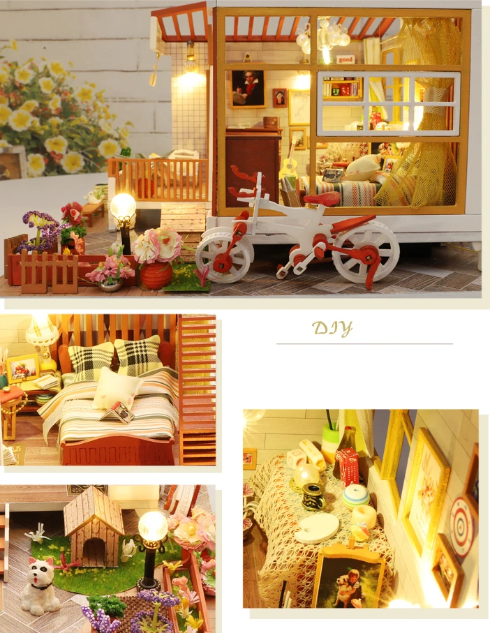 Cutebee кукольный дом мебель миниатюрный кукольный домик DIY миниатюрный дом комната коробка театр игрушки для детей наклейки кукольный домик NJN4