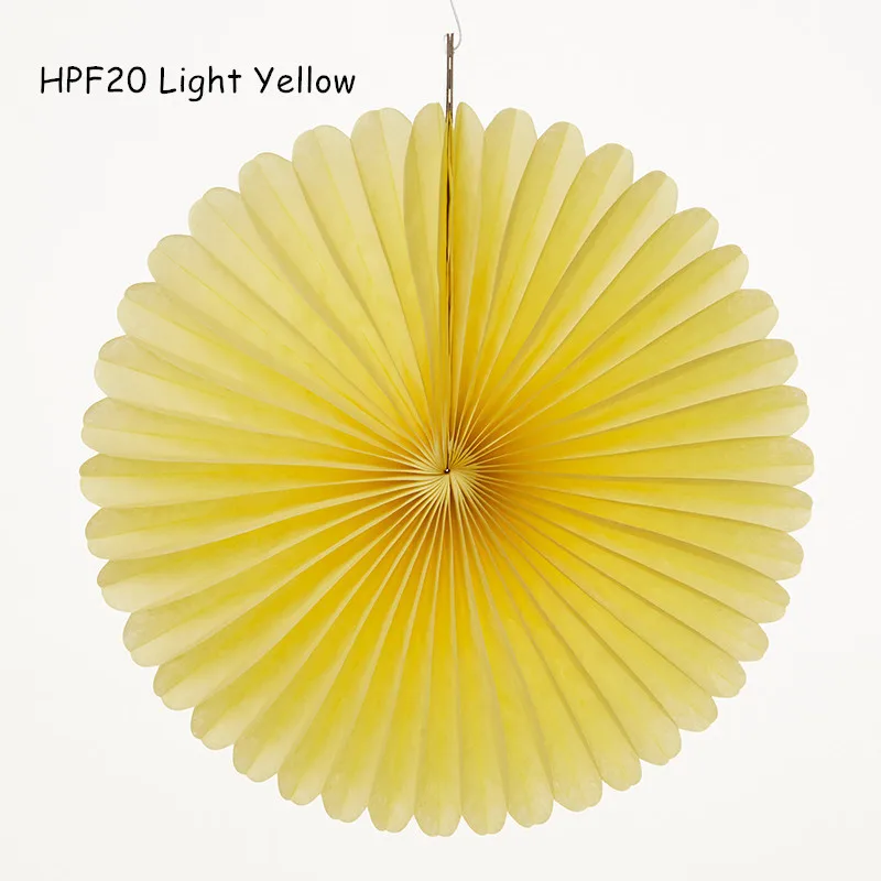 HPF20 Light Yellow Смешанные размеры 6/8/10/12/14/16 дюймов веера из папиросной бумаги флюгеры висящие Свадебные Бумажные цветы День рождения Baby Shower Свадебные украшения - Цвет: HPF20 Light Yellow