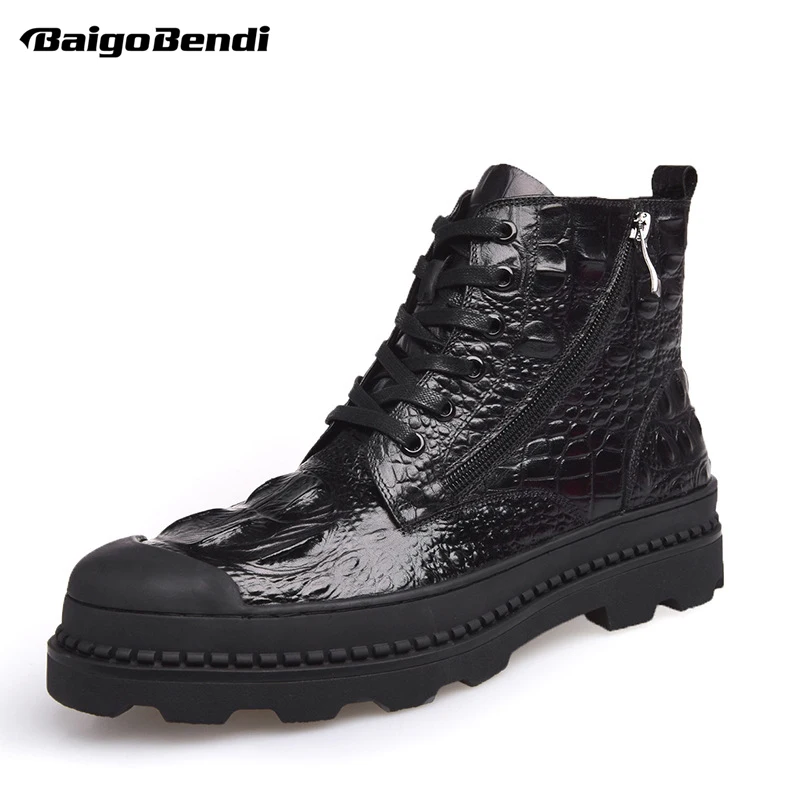 Super Recommand! Hight End Lace Up And Zip Men Work Fashion Boots Man Round Toe Cool Winter Genuin Leather | Обувь