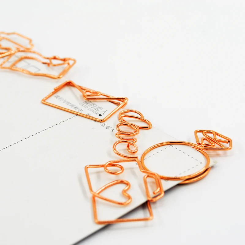

New Rose Red/Rose Gold Paper Clips Diamond/Cups/Camera/Cat Bookmark Planner Tools Scrapbooking Tools Metal Binder Paperclip