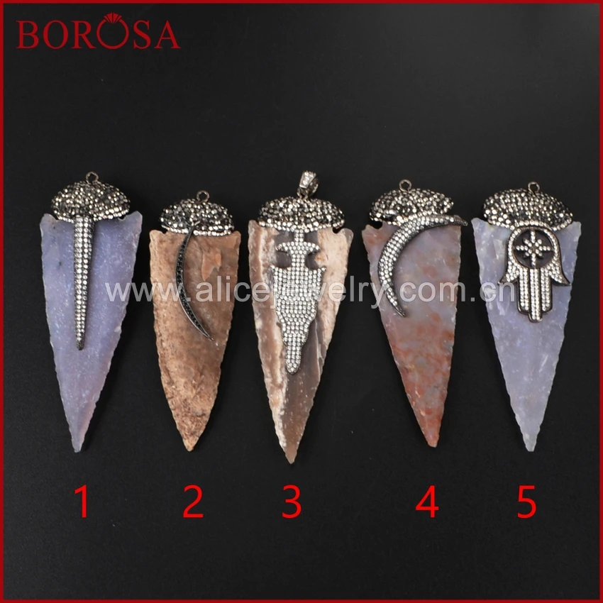 BOROSA 3 шт./лот Jaspers подвеска с наконечником стрелы проложили CZ для ожерелья
