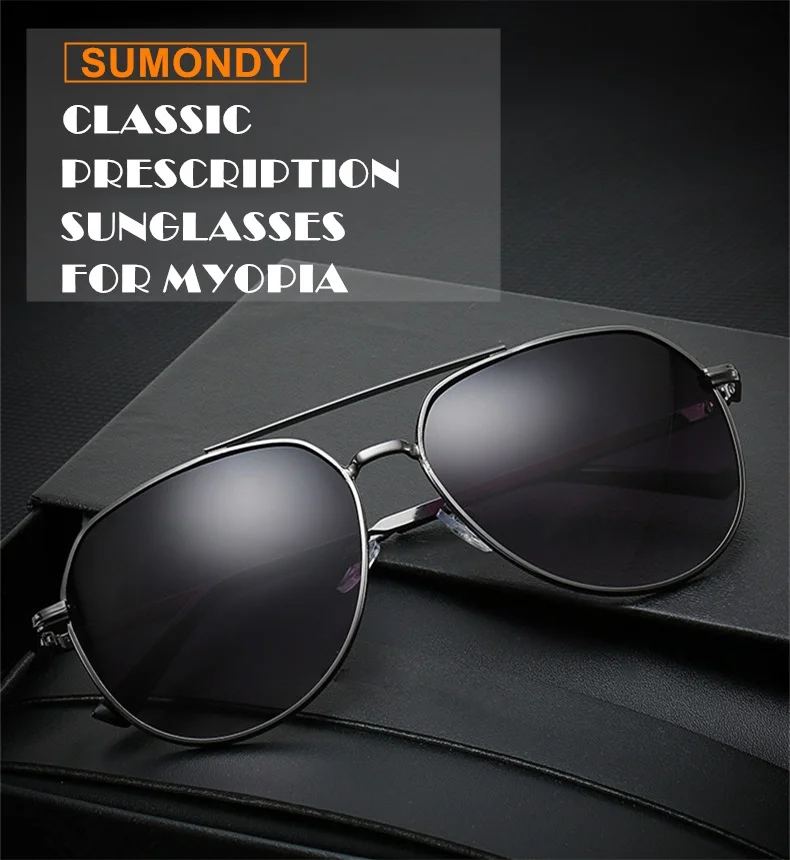 SUMONDY-0,5 до-6,0 диоптрийные очки по рецепту, солнцезащитные очки для близоруких мужчин и женщин из сплава, очки для близорукости UF47