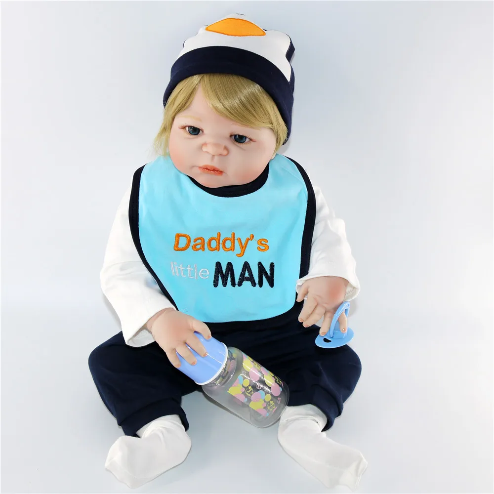 

brinquedo Big brown eyes 55cm hard Body Silicone Reborn Baby Doll Toy Can be washed Super cool boy Babies Doll boneca juguetes