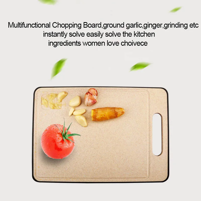 

ICESTCHEF Wheat Straw Chopping Board PP Chopping Blocks With Grinding Garlic Tool Non-slip Cutting Board Kitchen Tools