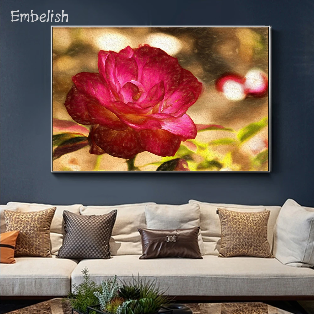

Embelish Drop Shipping 1 Pieces Beautiful Pink Flower Landscape HD Canvas Paintings Home Decor Wall Pictures For Living Room