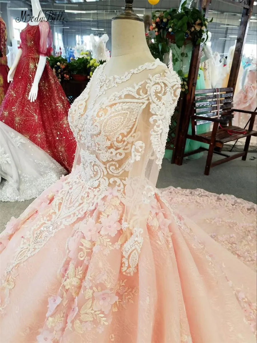 Розовое Бальное платье с кристаллами modabella роскошное свадебное рукавами и