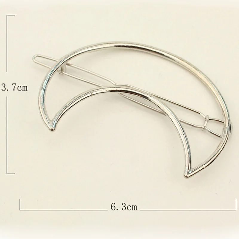 

Wholesale 2 Pcs Silver Punk Hollow Out Moon Barrettes Hair Clip Hairpin Clamps Gold Tone Fashion Accessories
