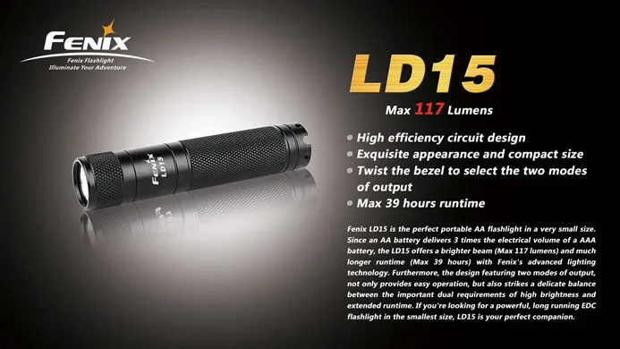 Cree XP-G (R4) светодиодный IPX-8 117 люмен AA фонарь Fenix LD15 свет | Спорт и развлечения