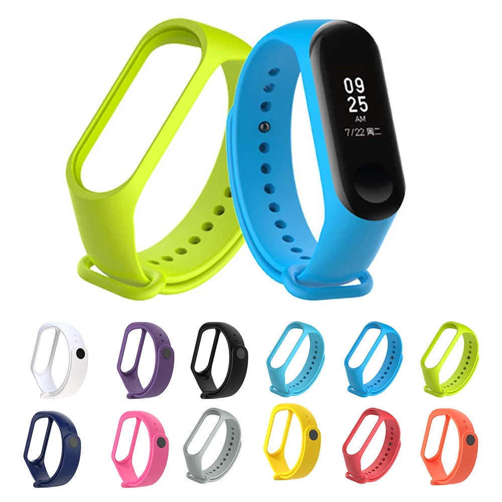 Силиконовый браслет для xiaomi mi band 3 4 сменный ремешок на запястье Mi Band 3/4 наручных