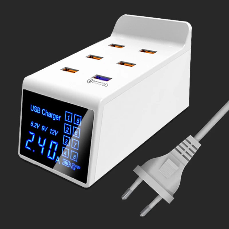Быстрая зарядка 3 0 умное зарядное устройство USB светодиодный дисплей вилка для