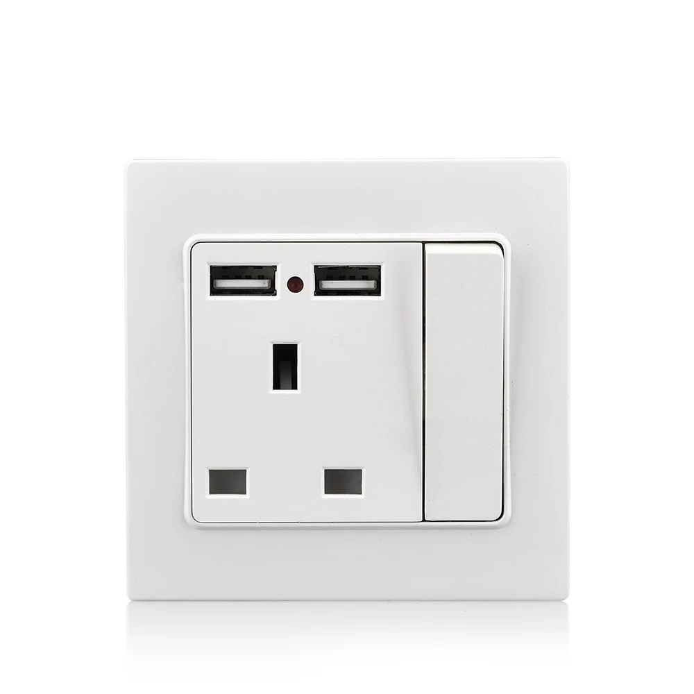 UK Standard Wall Socket Power Outlet Single British 86 Socket with Dual USB Smart Induction Charge Port 5V 2.1A
UK Standard Wall Socket Power Outlet Single British 86 Socket with Dual USB Smart Induction Charge Port 5V 2.1A