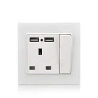 uk standard wall socket power outlet single british 86 socket with dual usb smart induction charge port 5v 2 1a