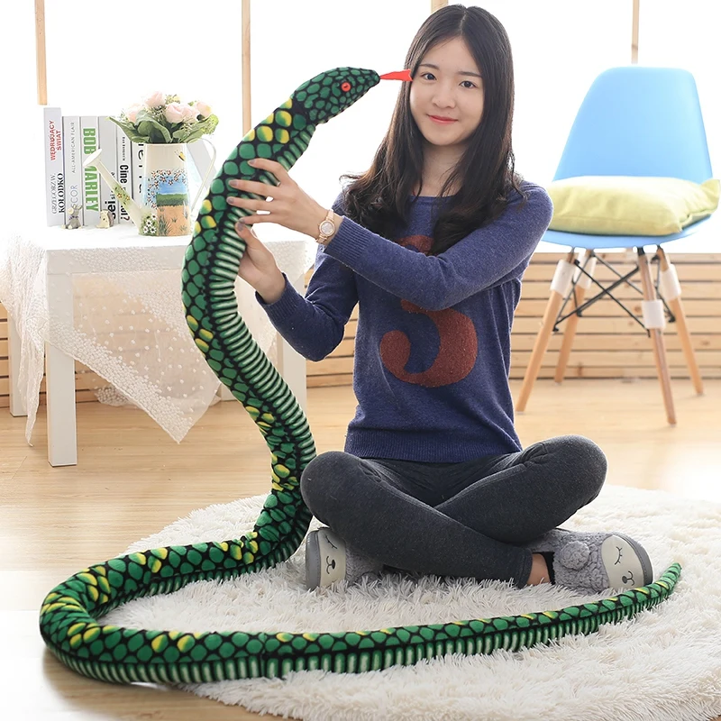 

280cm Large Cobra Plush Toy Soft Pillow Horror Props Stuffed Animals Big Size Boa Snake Simulation Cobra Tricky funny Doll Kid