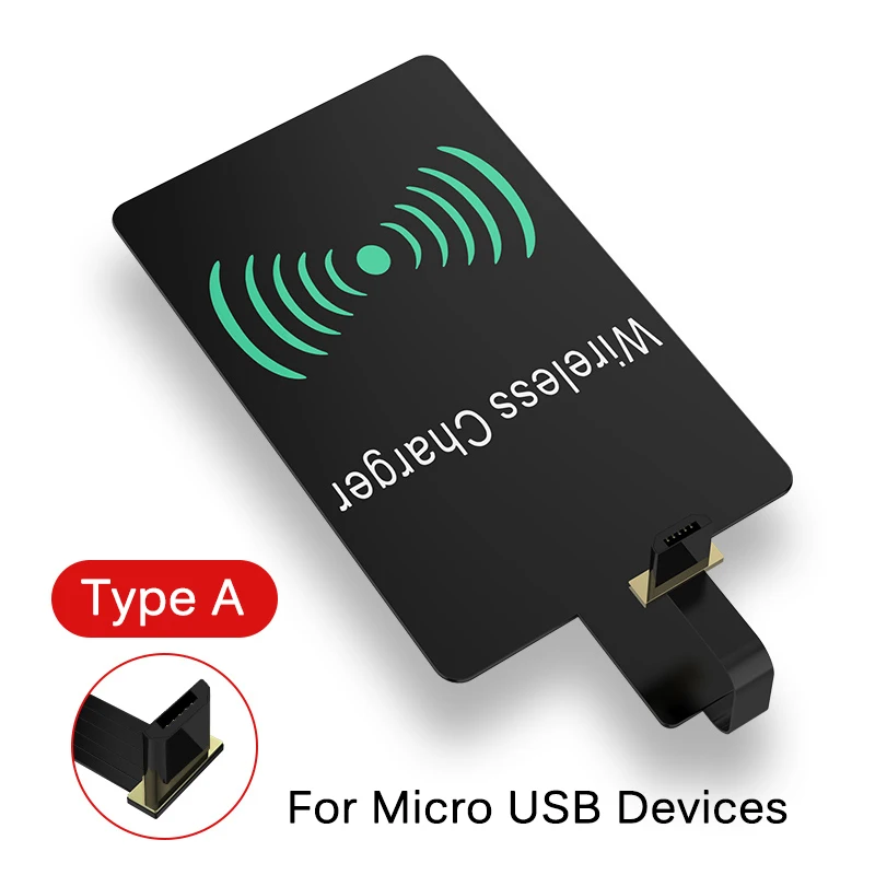 Micro USB Type A Быстрое беспроводное зарядное устройство Qi приемник для iPhone 6 7 Plus Универсальный зарядный приемник адаптер Pad катушка для телефона Micro usb type-C - Тип штекера: Micro USB Type A