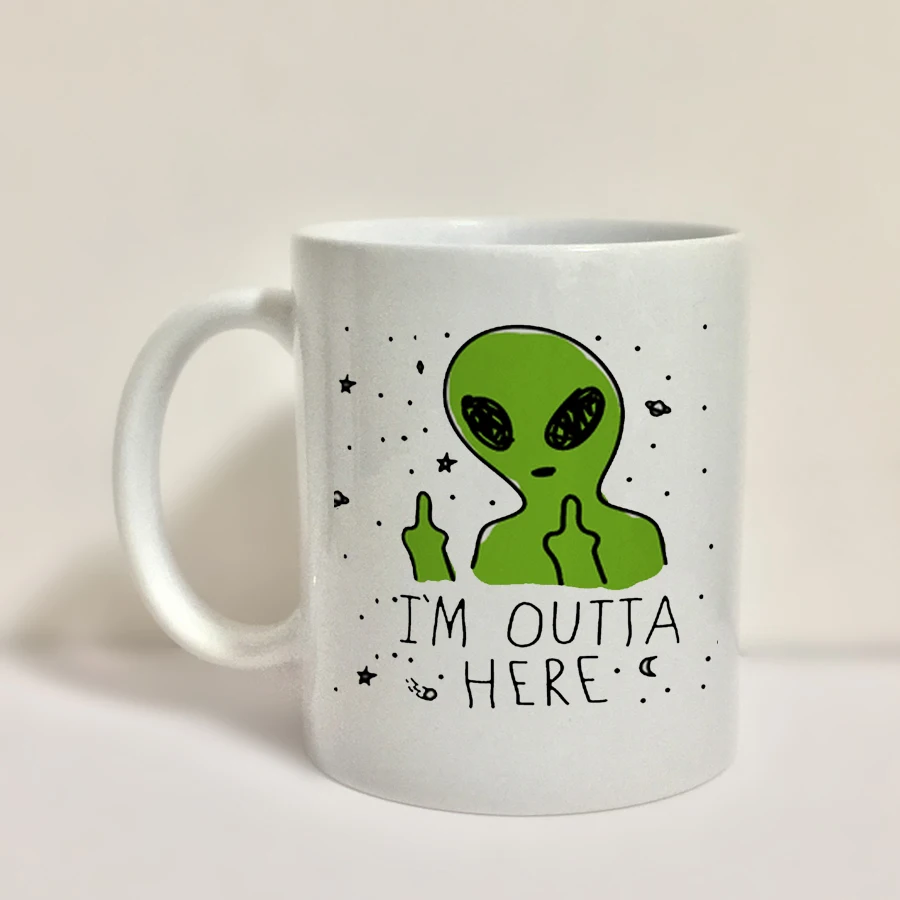 Керамическая кофейная кружка Good Vibes Only Alien White 11 унций|Кружки| |