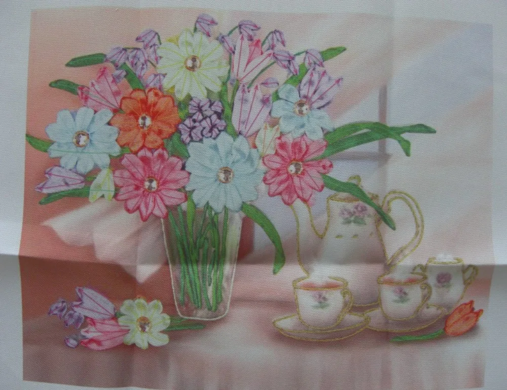 Рукоделие Набор для вышивки крестиком из ленты сделай сам ваза чайника Цветочная