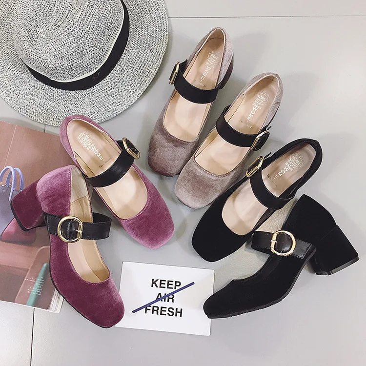 2017 бархатные туфли на высоком каблуке женские разноцветные туфли-лодочки с