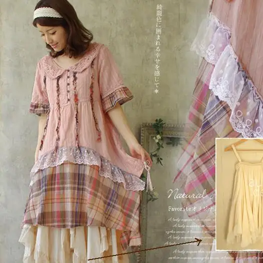 Фото Summer Mori Girl Lace Plaid Lolita Dress Women Sweet Sashes Ruffle Peter Pan Collar knitted Vestidos AF717 Женская одежда Summer Mori Girl Lace Plaid Lolita Dress Women Sweet Sashes Ruffle Peter Pan Collar knitted Vestidos AF717 Женская одежда