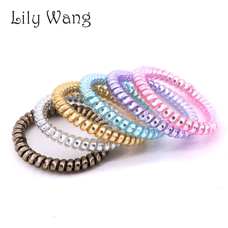 6Pcs Elastic Hair Band Telephone Wire Scrunchy Gum For Women Accessories Rubber Bands Headwear Rope Ties Spiral Shape |