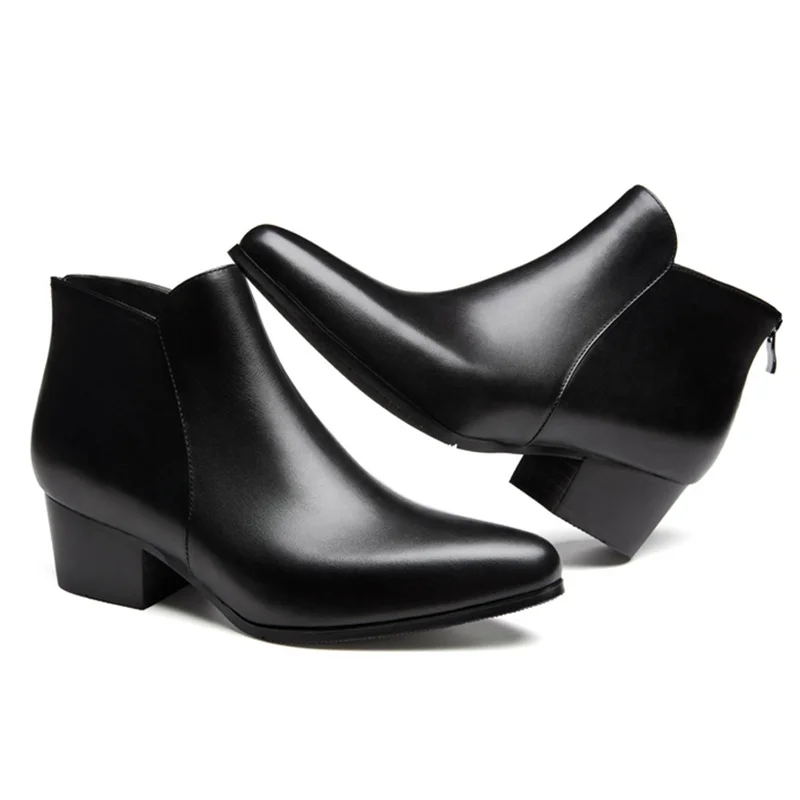 Новинка модные мужские туфли на высоком каблуке в западном стиле для верховой