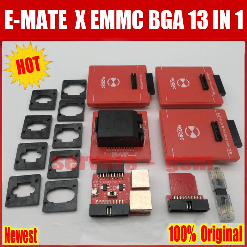 Newes E подручная коробка E-mate X памяти на носителе EMMC BGA 13 в 1 Поддержка BGA100/136/168/153/169/162/186/221/529/254 для легкий JTAG плюс UFI коробка Riff